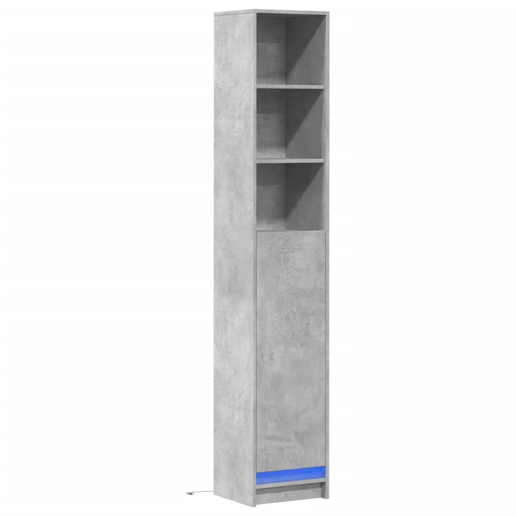 Buffet avec LED gris béton 36x32,5x200 cm bois d'ingénierie - XIOS