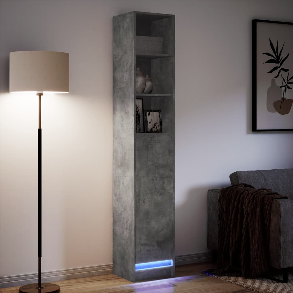 Buffet avec LED gris béton 36x32,5x200 cm bois d'ingénierie - XIOS