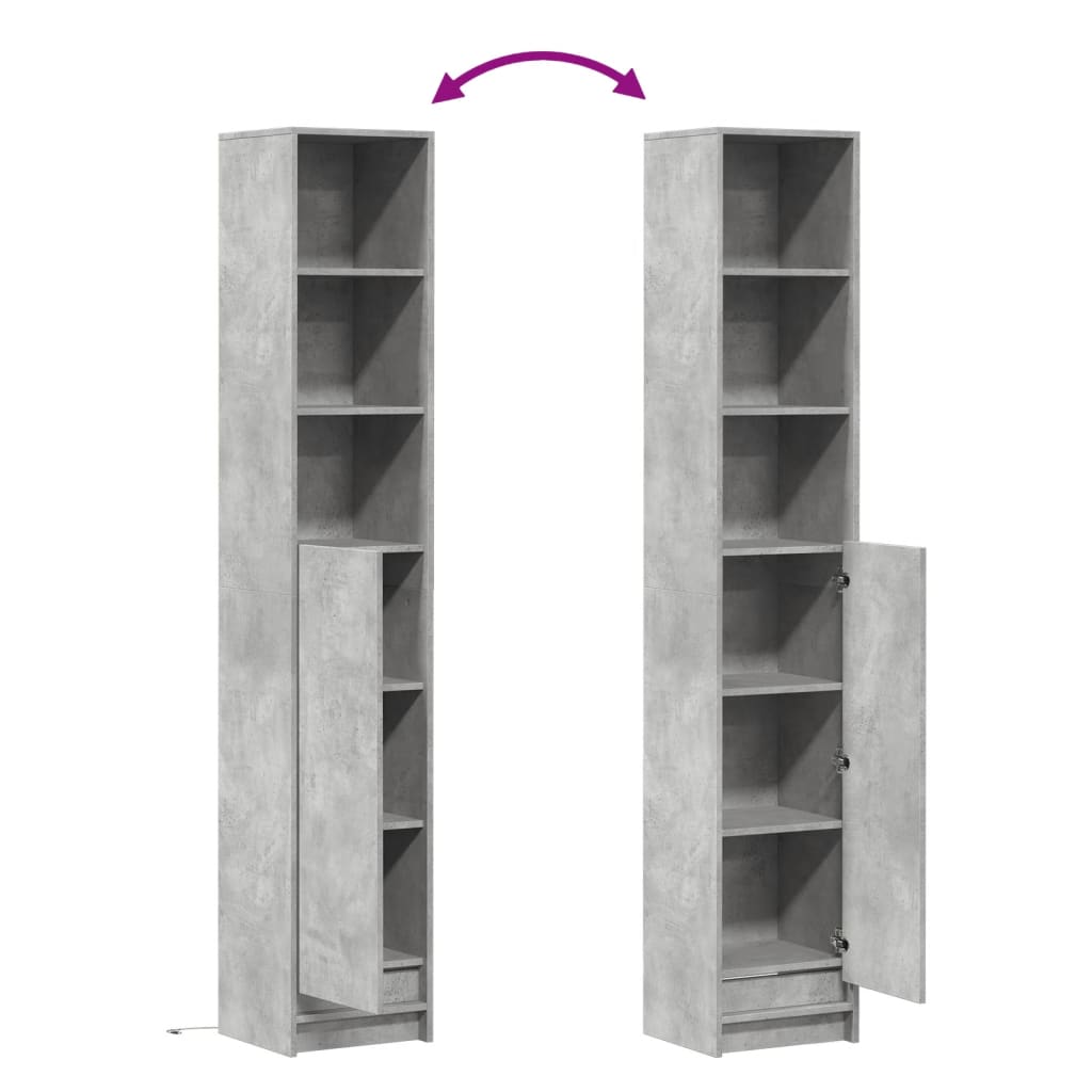 Buffet avec LED gris béton 36x32,5x200 cm bois d'ingénierie - XIOS