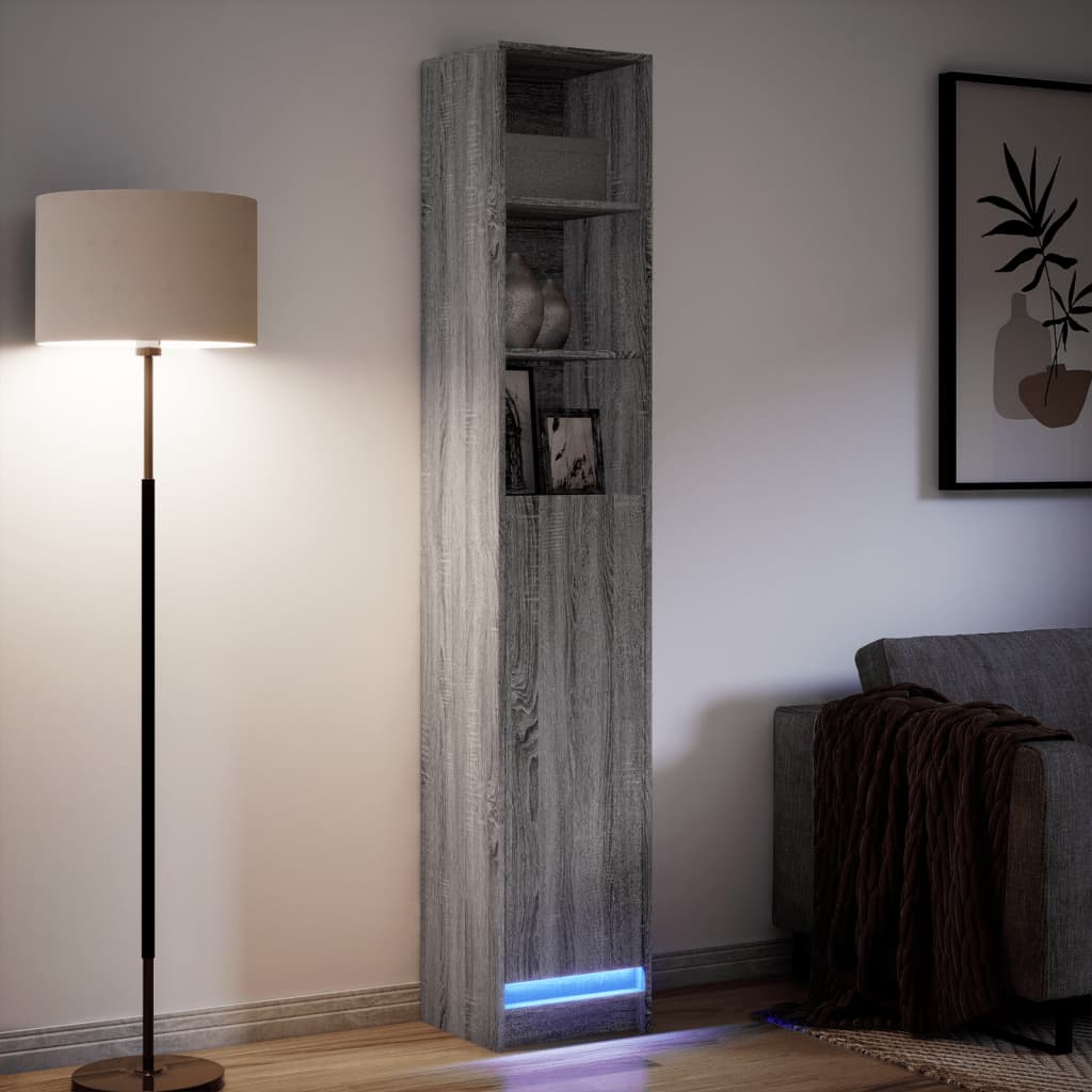 Buffet avec LED sonoma gris 36x32,5x200 cm bois d'ingénierie - XIOS