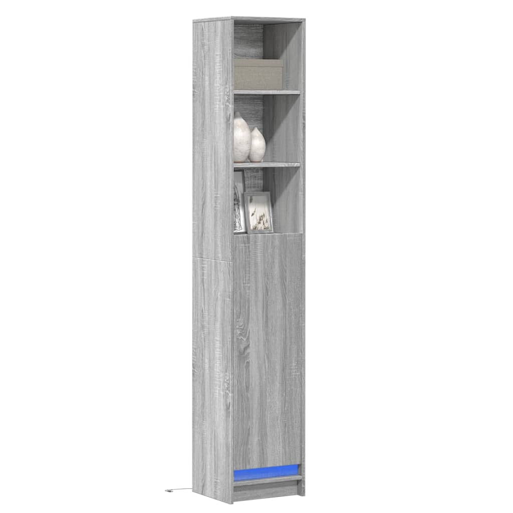 Buffet avec LED sonoma gris 36x32,5x200 cm bois d'ingénierie - XIOS
