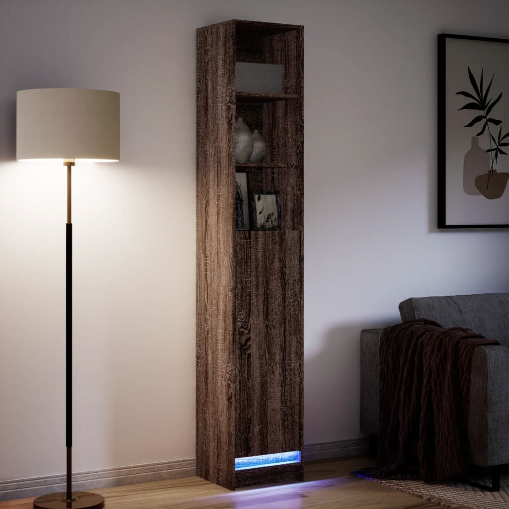Buffet avec LED chêne marron 36x32,5x200 cm bois d'ingénierie - XIOS