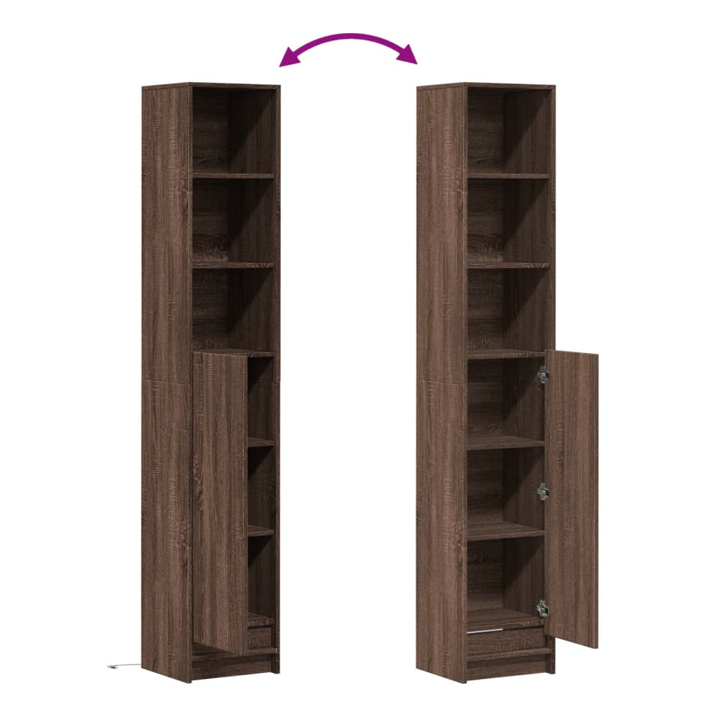 Buffet avec LED chêne marron 36x32,5x200 cm bois d'ingénierie - XIOS