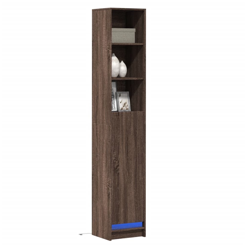 Buffet avec LED chêne marron 36x32,5x200 cm bois d'ingénierie - XIOS