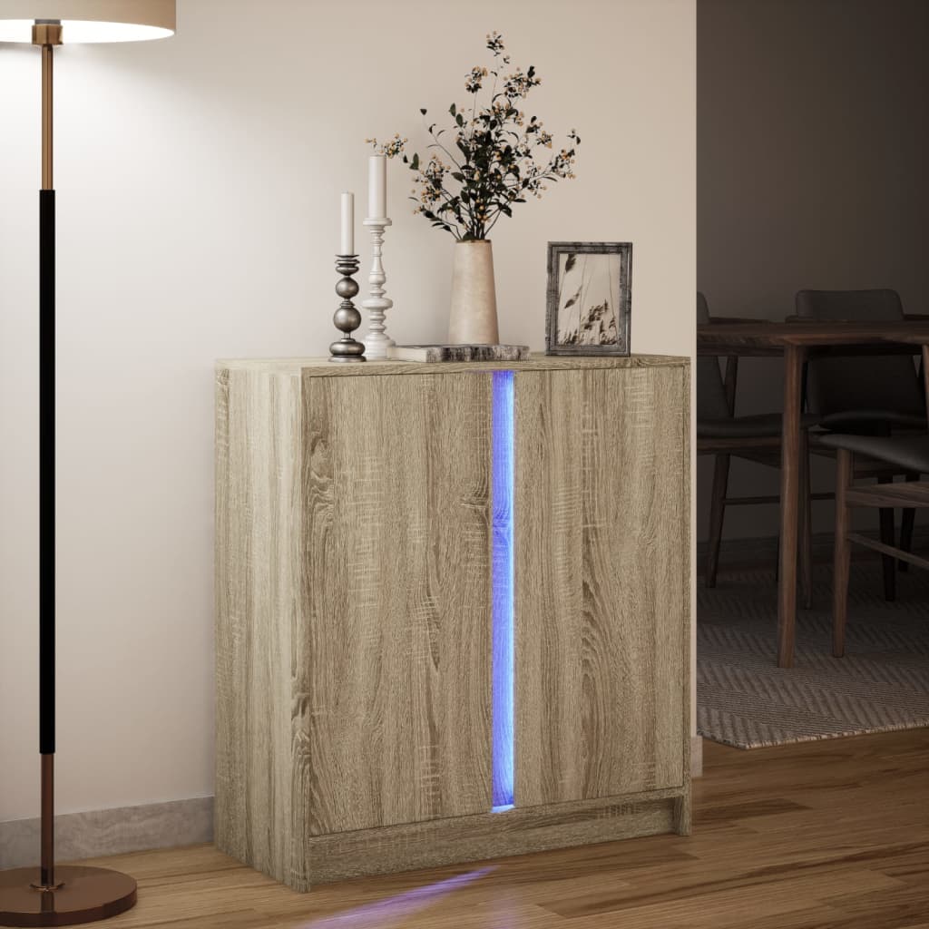 Buffet avec LED chêne sonoma 77x34x85 cm bois d'ingénierie - XIOS