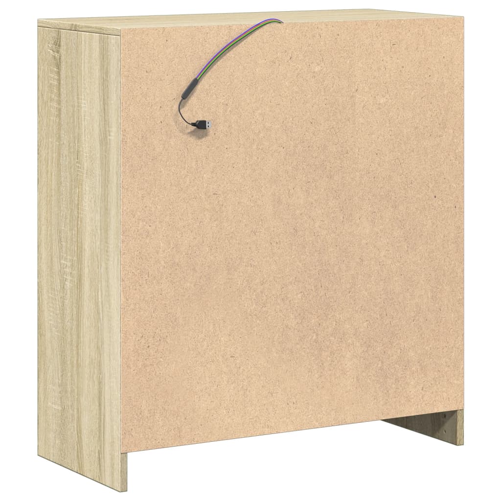 Buffet avec LED chêne sonoma 77x34x85 cm bois d'ingénierie - XIOS