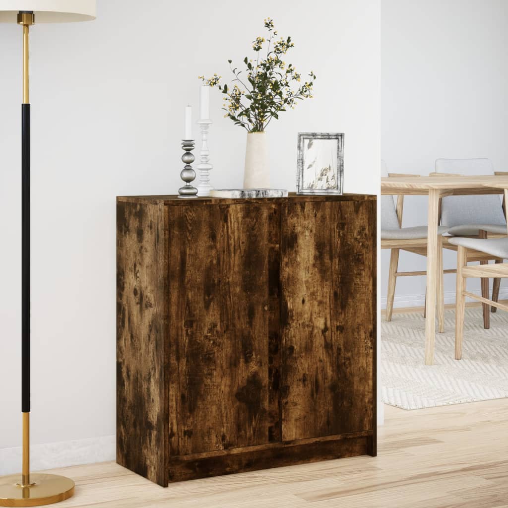 Buffet avec LED chêne fumé 77x34x85 cm bois d'ingénierie - XIOS