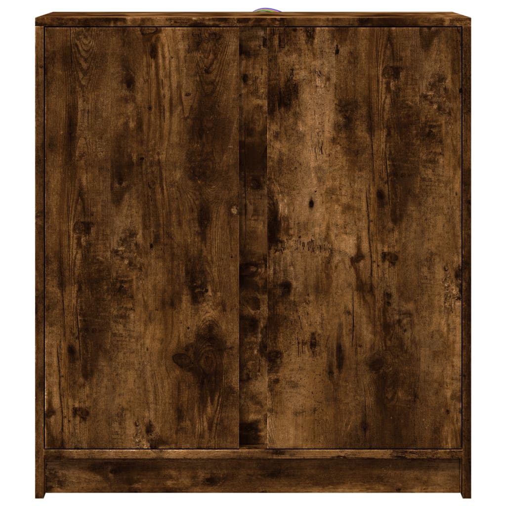 Buffet avec LED chêne fumé 77x34x85 cm bois d'ingénierie - XIOS