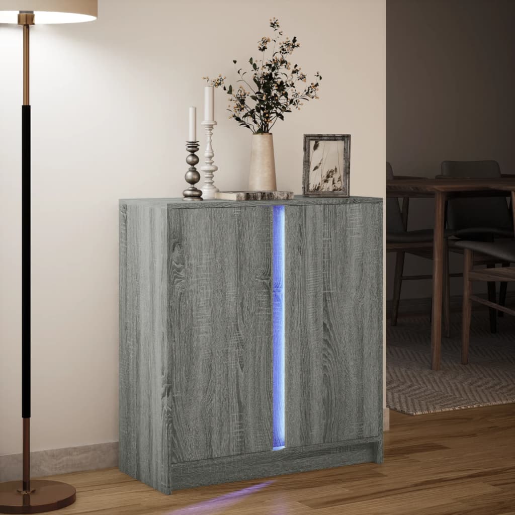 Buffet avec LED sonoma gris 77x34x85 cm bois d'ingénierie - XIOS