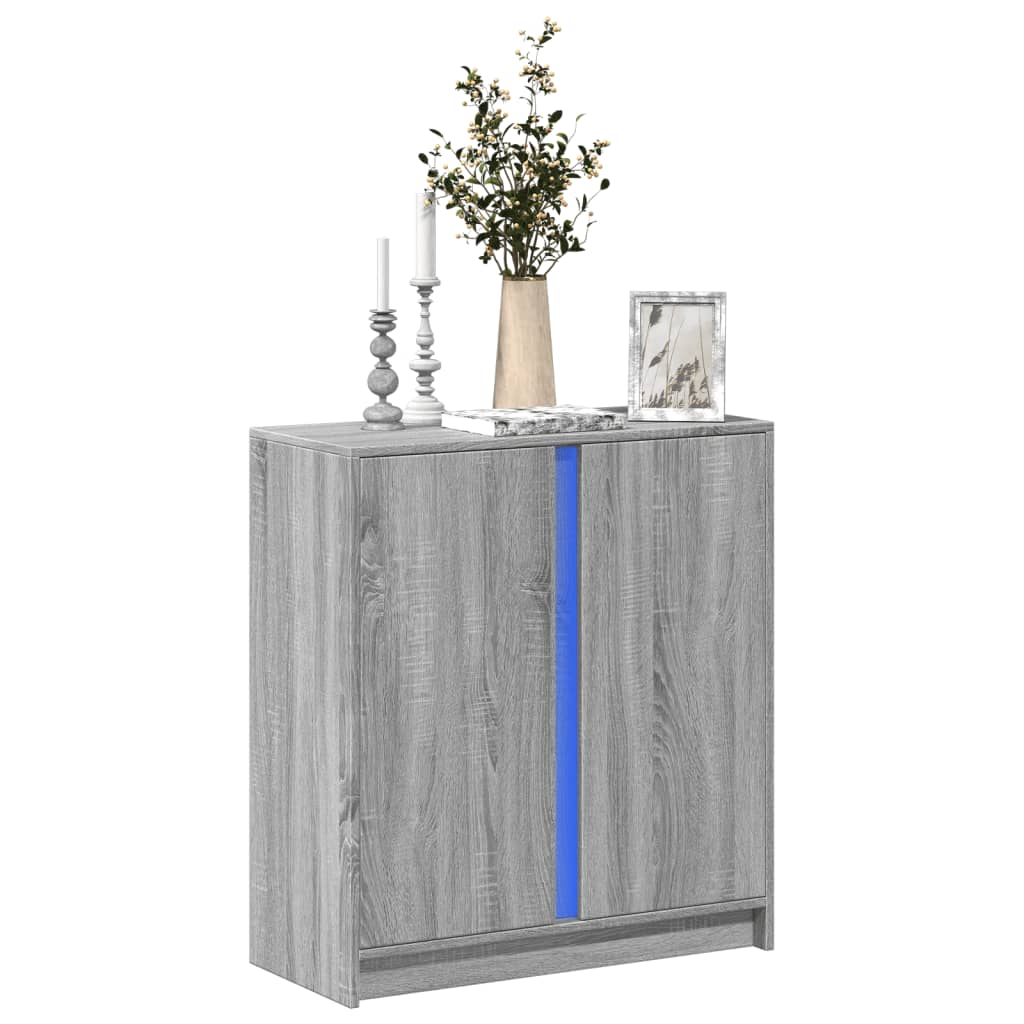 Buffet avec LED sonoma gris 77x34x85 cm bois d'ingénierie - XIOS