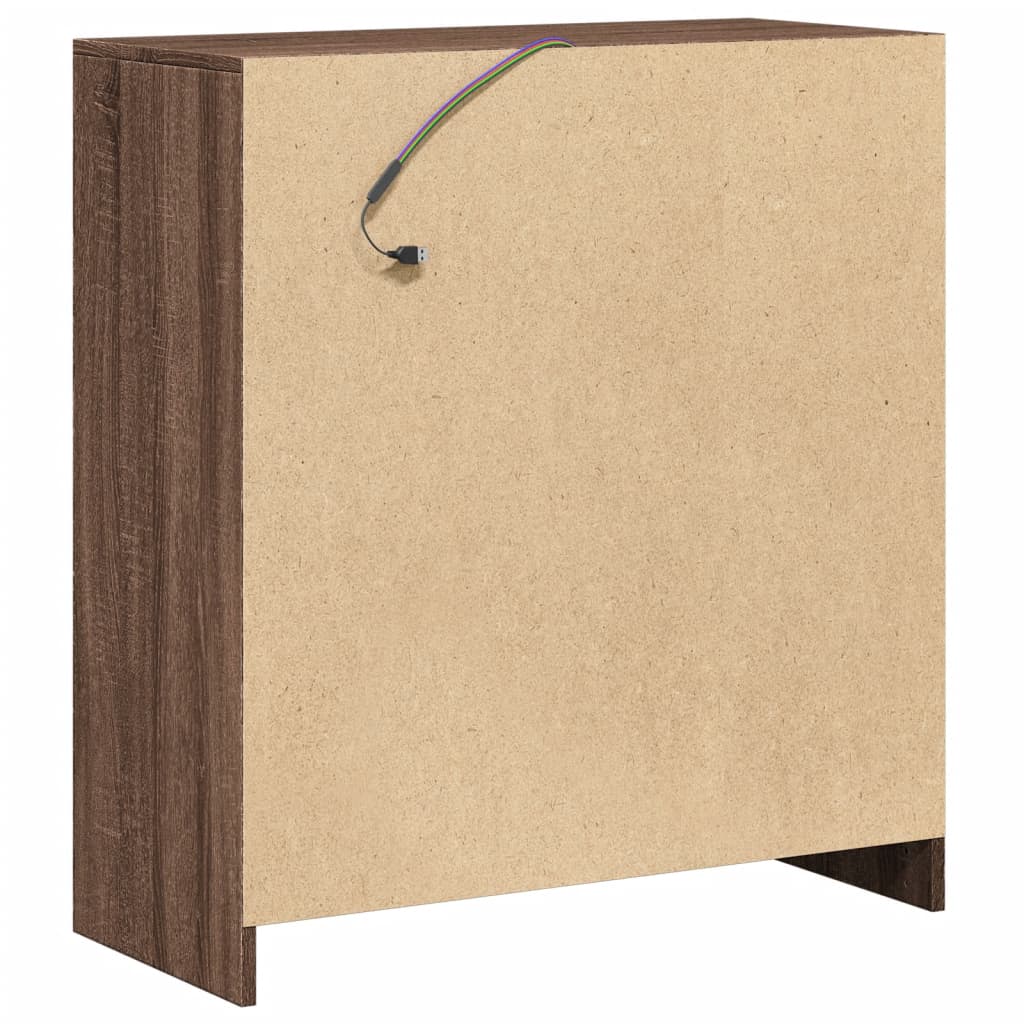 Buffet avec LED chêne marron 77x34x85 cm bois d'ingénierie - XIOS