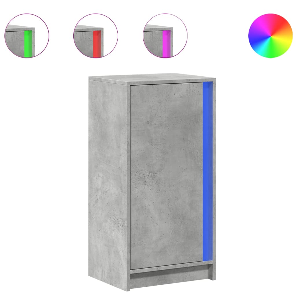 Buffet avec LED gris béton 42,5x34x85 cm bois d'ingénierie - XIOS