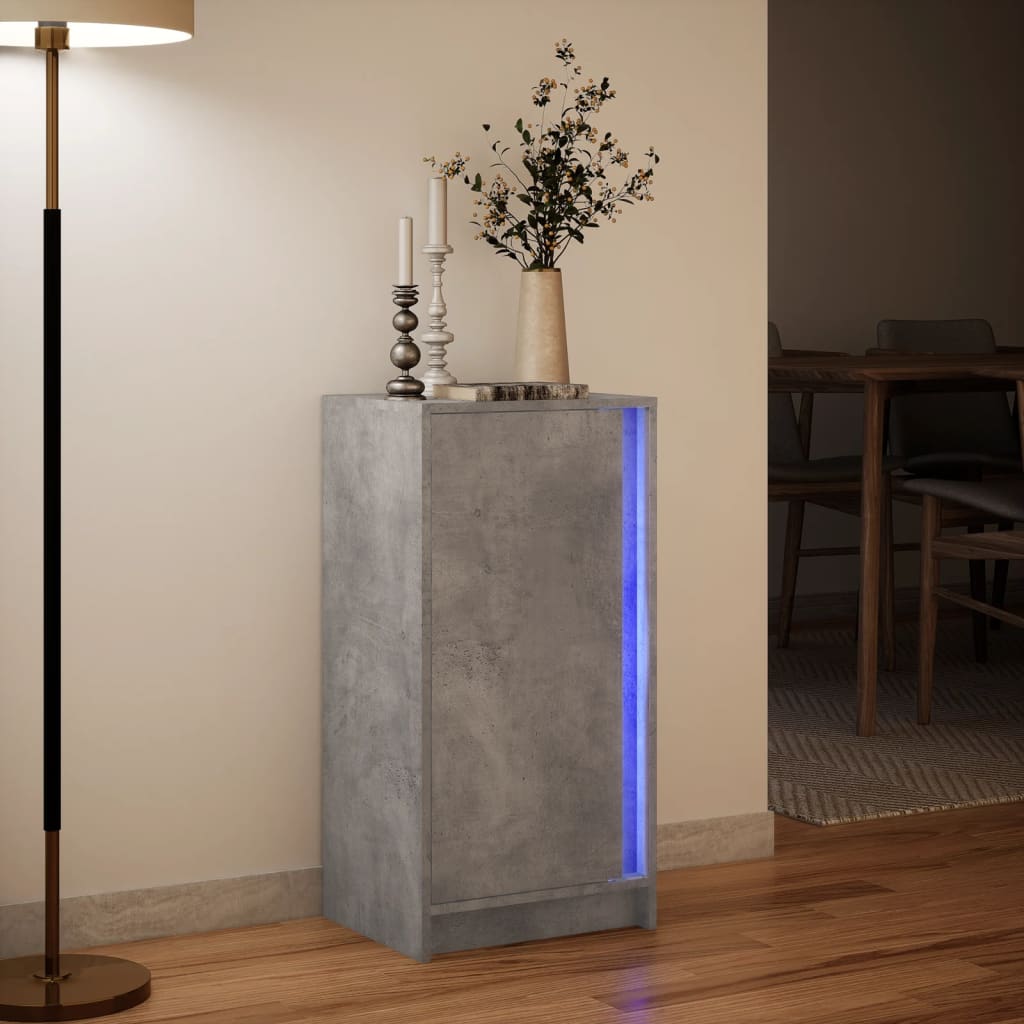 Buffet avec LED gris béton 42,5x34x85 cm bois d'ingénierie - XIOS