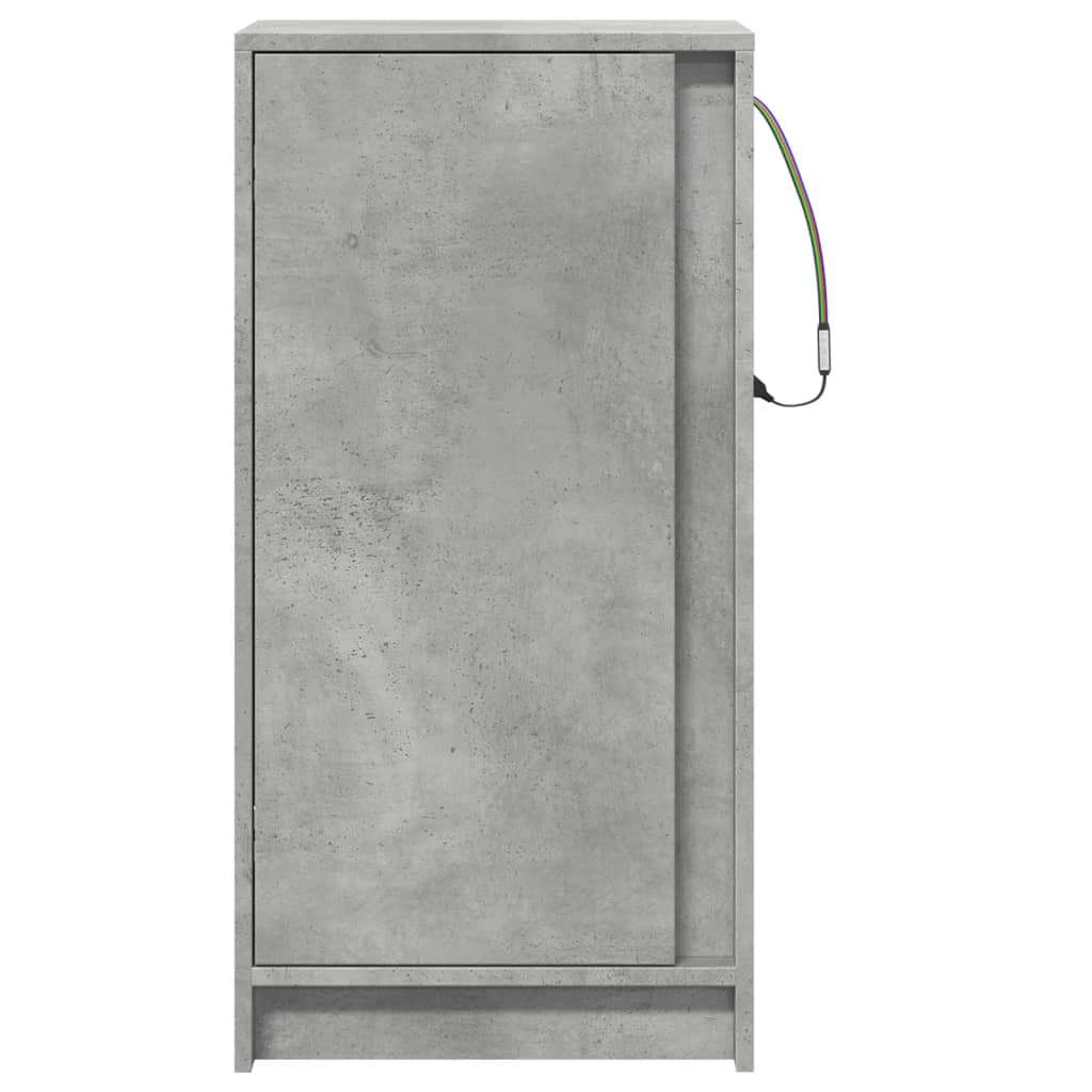 Buffet avec LED gris béton 42,5x34x85 cm bois d'ingénierie - XIOS