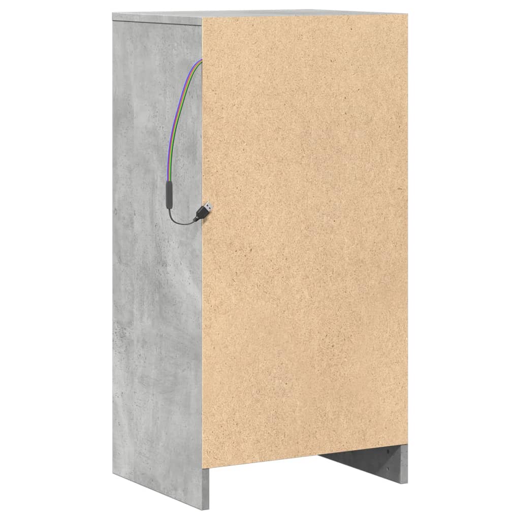 Buffet avec LED gris béton 42,5x34x85 cm bois d'ingénierie - XIOS