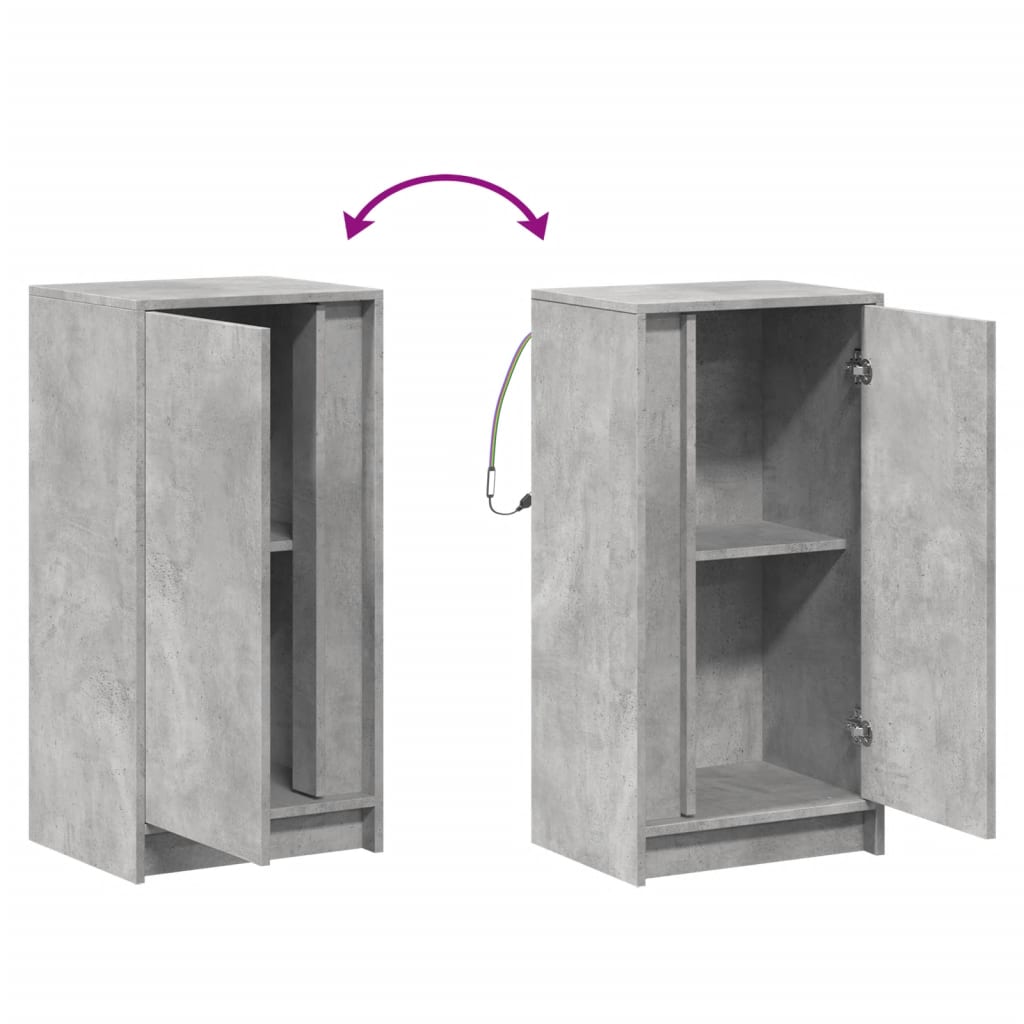 Buffet avec LED gris béton 42,5x34x85 cm bois d'ingénierie - XIOS
