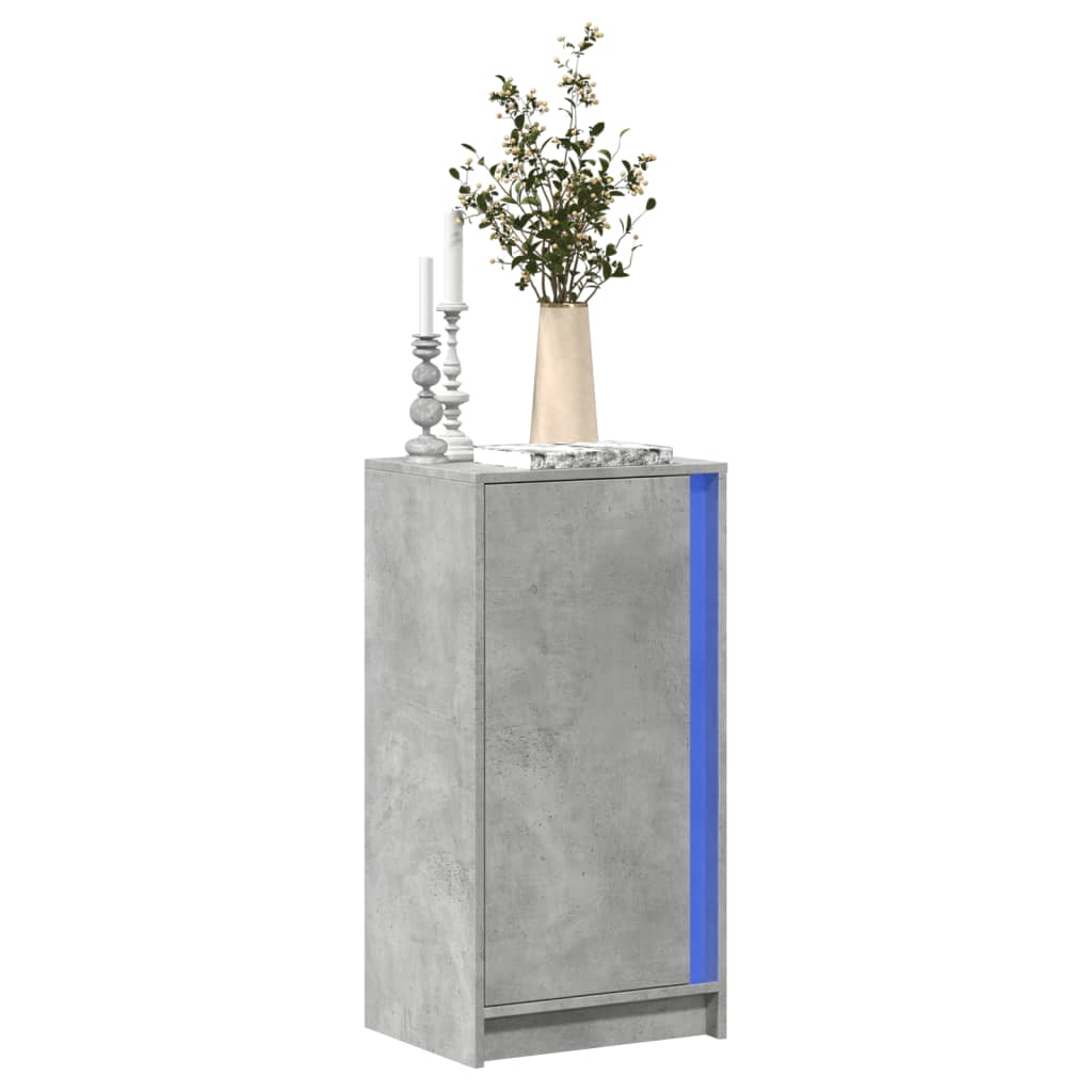 Buffet avec LED gris béton 42,5x34x85 cm bois d'ingénierie - XIOS