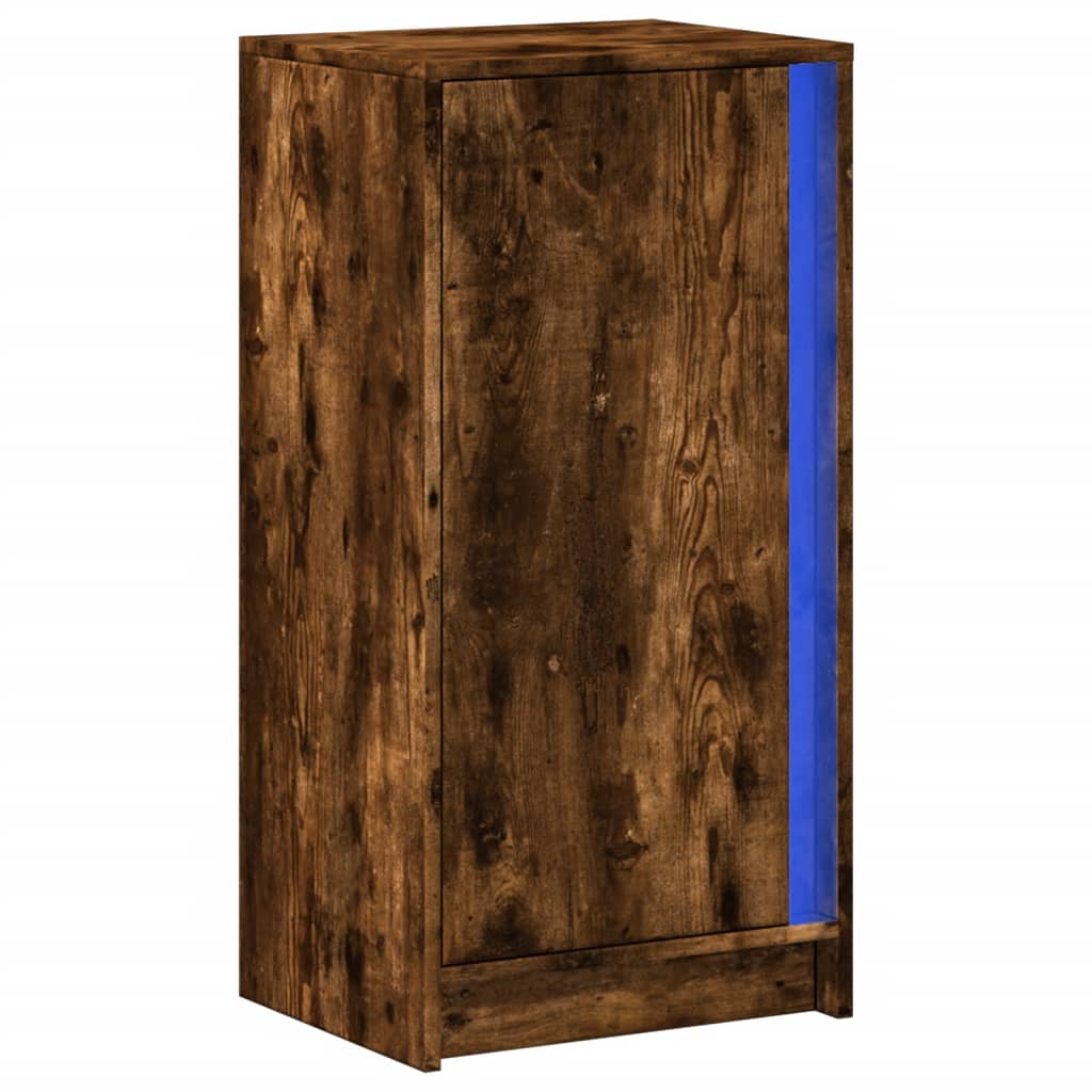 Buffet avec LED chêne fumé 42,5x34x85 cm bois d'ingénierie - XIOS