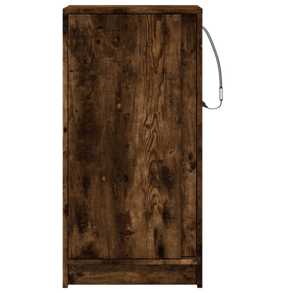Buffet avec LED chêne fumé 42,5x34x85 cm bois d'ingénierie - XIOS