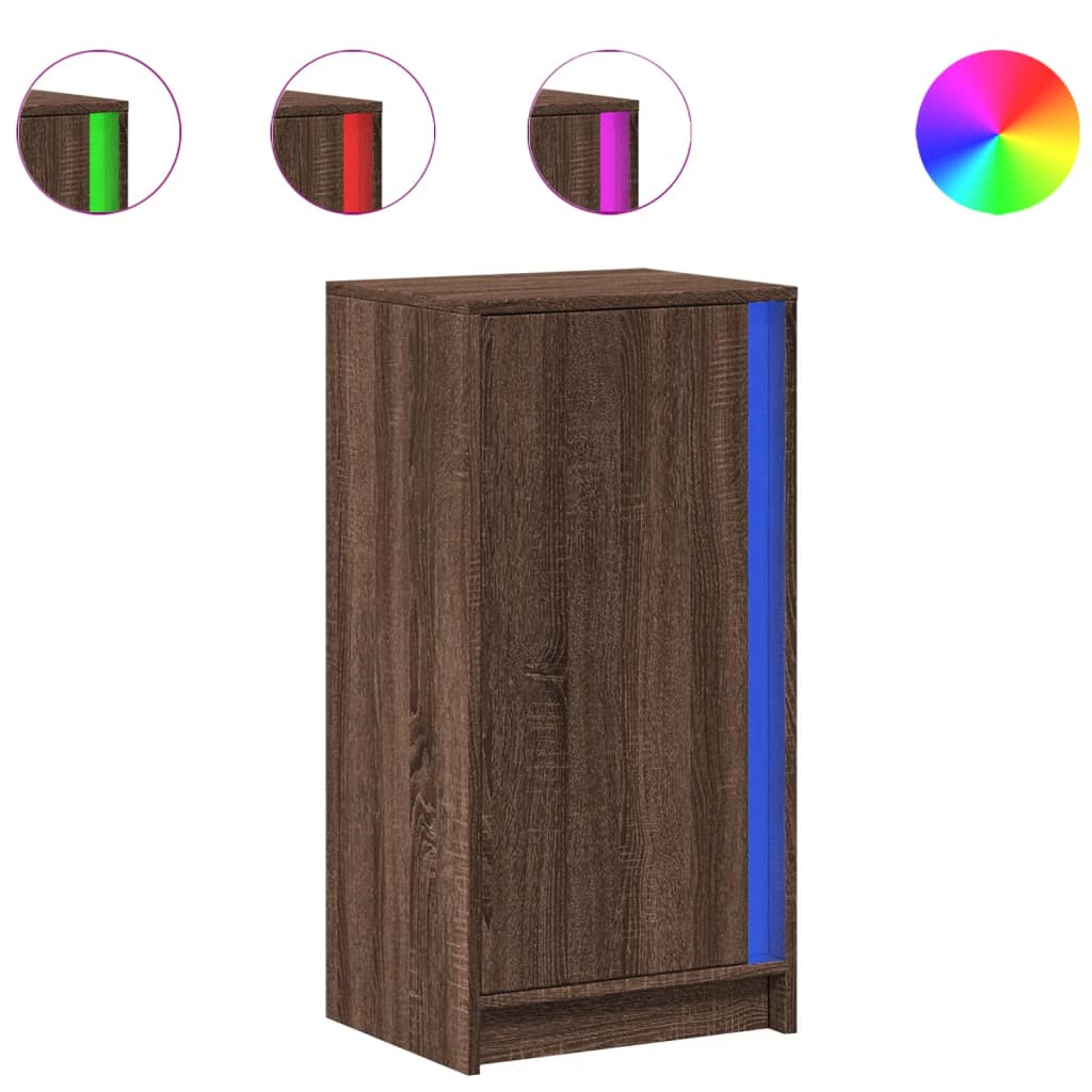 Buffet avec LED chêne marron 42,5x34x85 cm bois d'ingénierie - XIOS