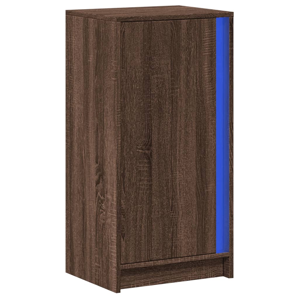 Buffet avec LED chêne marron 42,5x34x85 cm bois d'ingénierie - XIOS