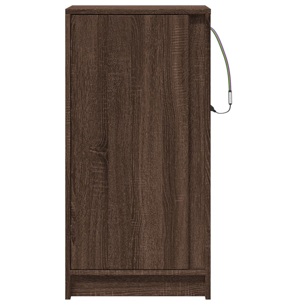 Buffet avec LED chêne marron 42,5x34x85 cm bois d'ingénierie - XIOS