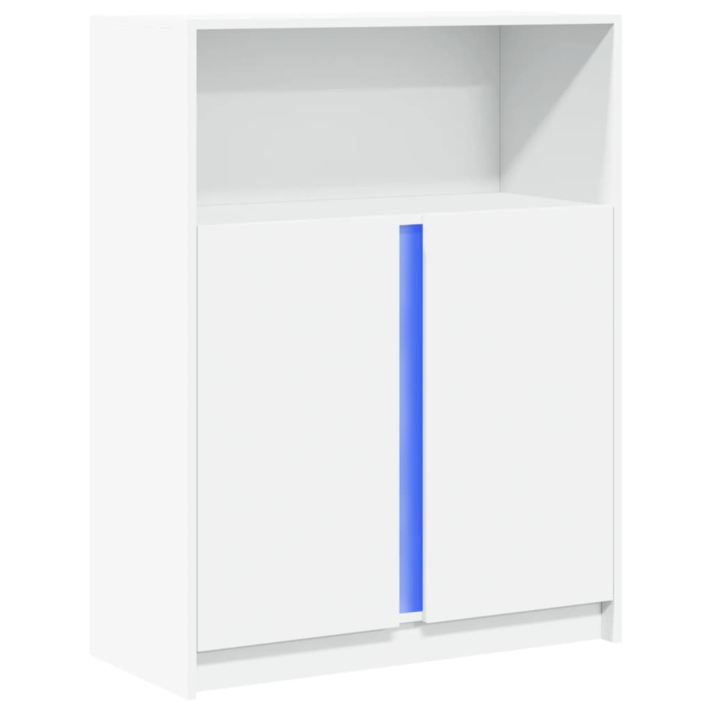 Buffet avec LED blanc 77x34x100 cm bois d'ingénierie - XIOS