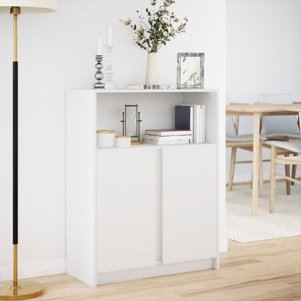 Buffet avec LED blanc 77x34x100 cm bois d'ingénierie - XIOS