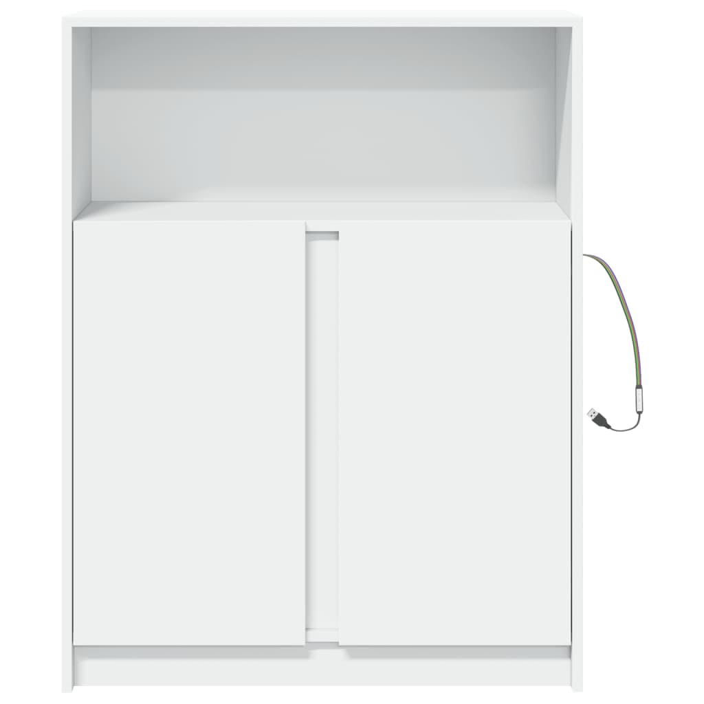 Buffet avec LED blanc 77x34x100 cm bois d'ingénierie - XIOS