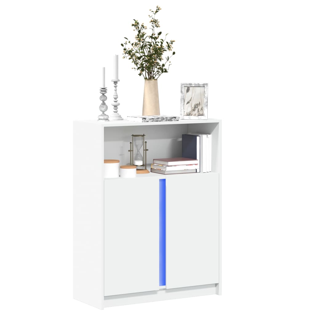Buffet avec LED blanc 77x34x100 cm bois d'ingénierie - XIOS