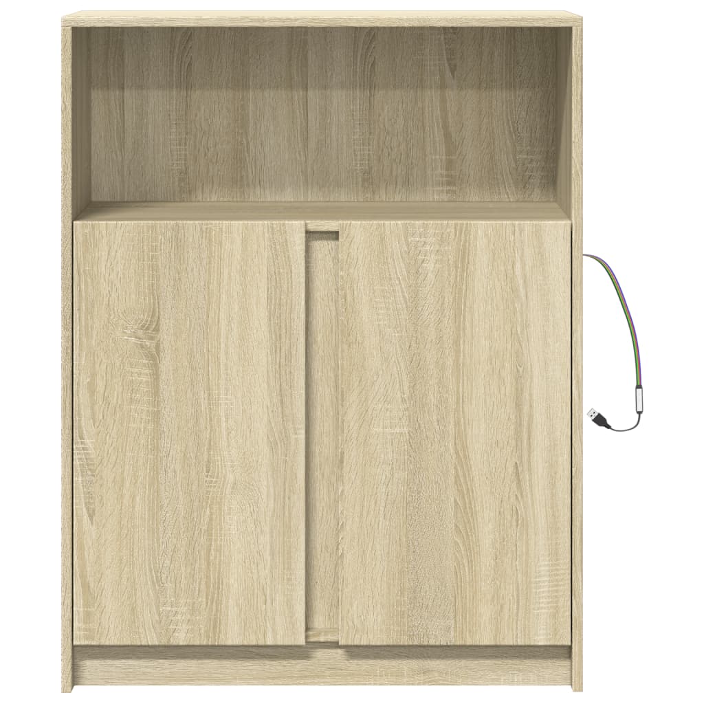 Buffet avec LED chêne sonoma 77x34x100 cm bois d'ingénierie - XIOS