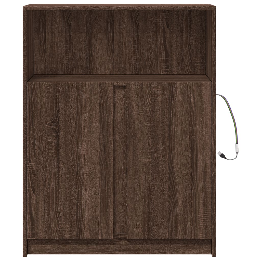 Buffet avec LED chêne marron 77x34x100 cm bois d'ingénierie - XIOS
