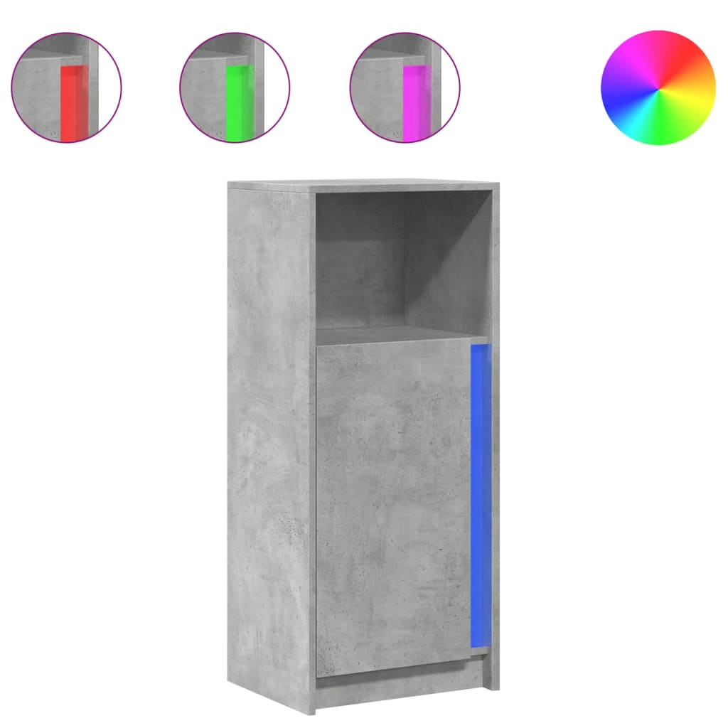 Buffet avec LED gris béton 42,5x34x100 cm bois d'ingénierie - XIOS