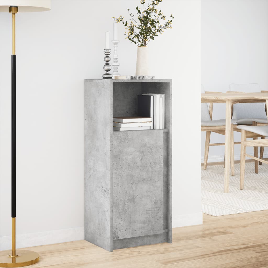 Buffet avec LED gris béton 42,5x34x100 cm bois d'ingénierie - XIOS