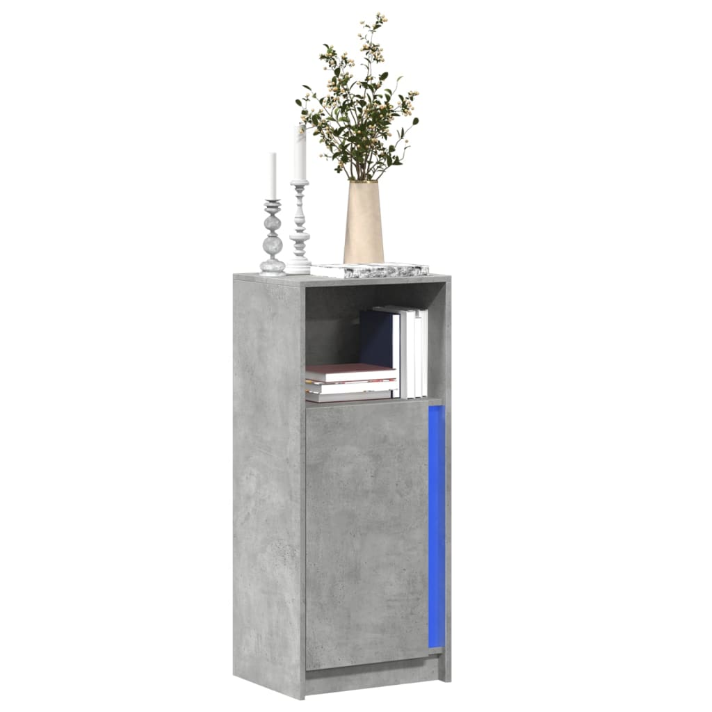 Buffet avec LED gris béton 42,5x34x100 cm bois d'ingénierie - XIOS
