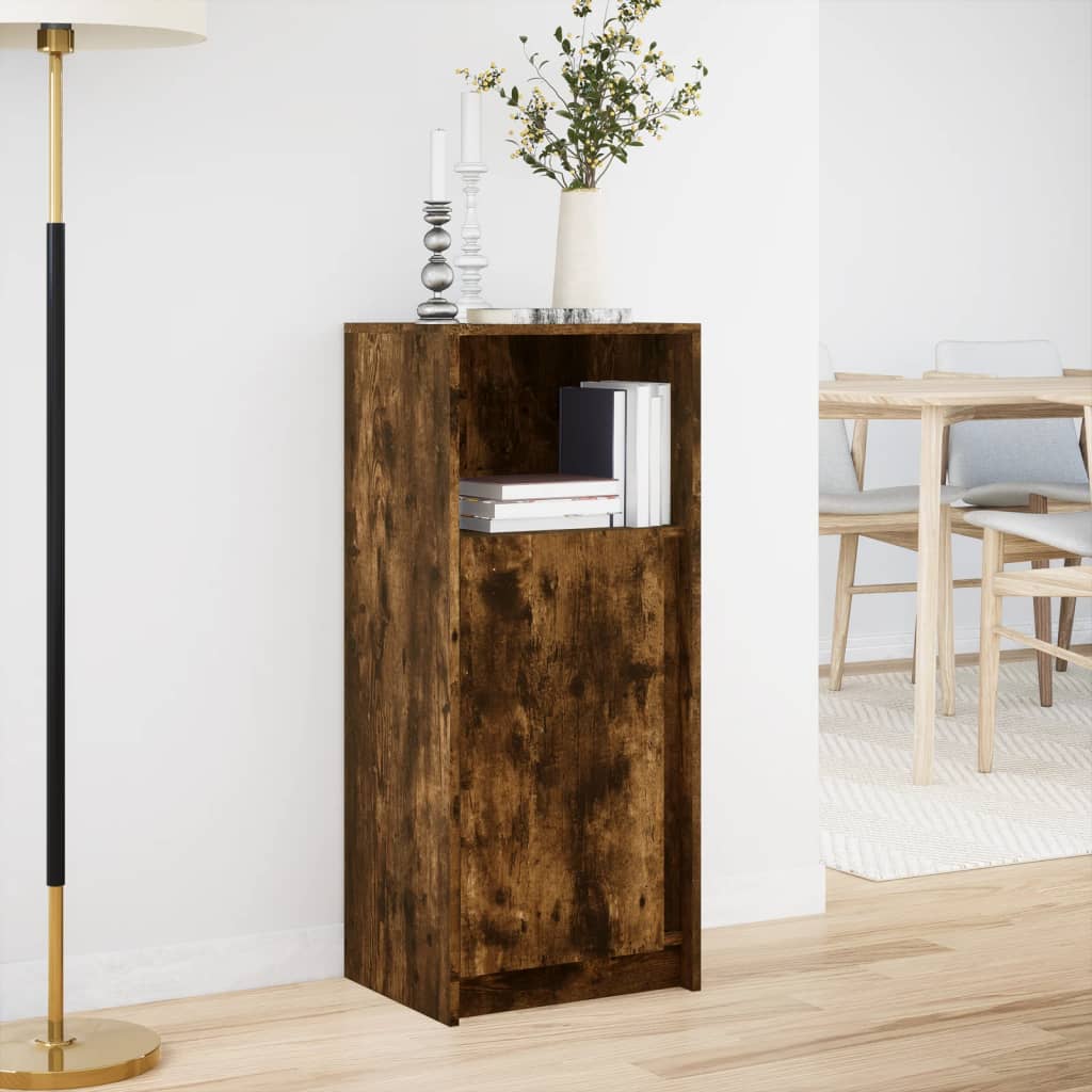 Buffet avec LED chêne fumé 42,5x34x100 cm bois d'ingénierie - XIOS