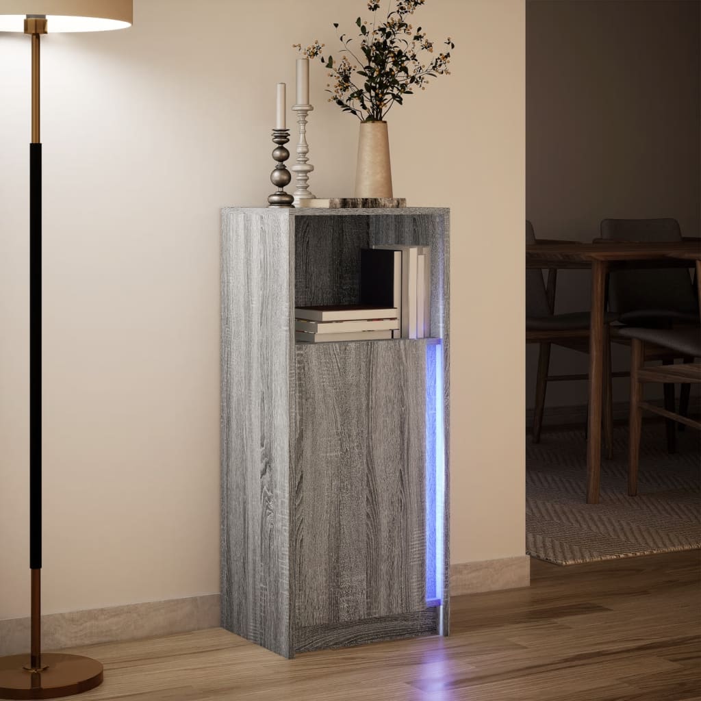 Buffet avec LED sonoma gris 42,5x34x100 cm bois d'ingénierie - XIOS