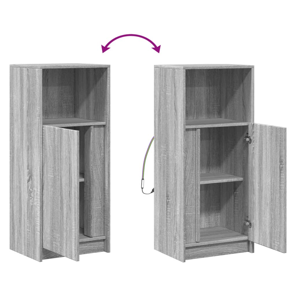 Buffet avec LED sonoma gris 42,5x34x100 cm bois d'ingénierie - XIOS