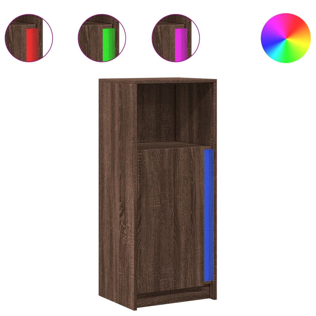 Buffet avec LED chêne marron 42,5x34x100 cm bois d'ingénierie - XIOS