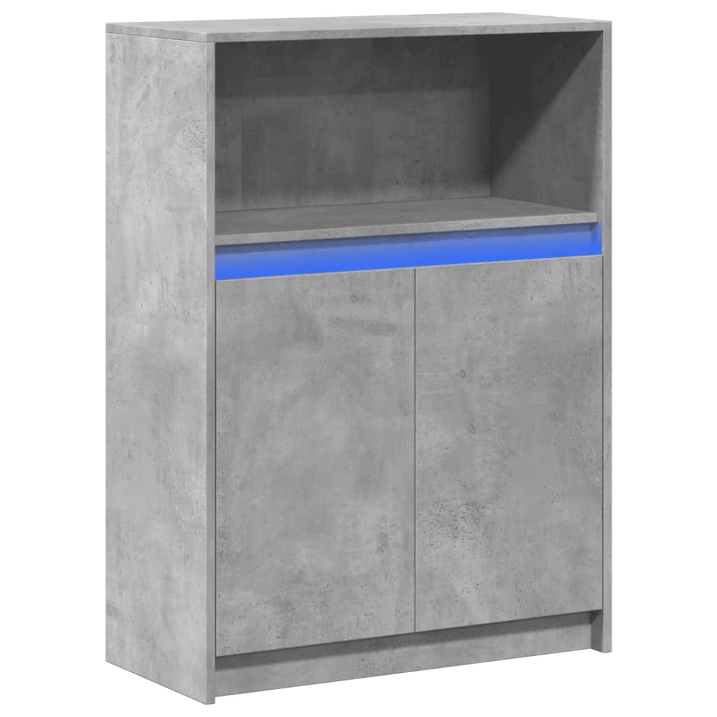 Buffet avec LED gris béton 72x34x100 cm bois d'ingénierie - XIOS