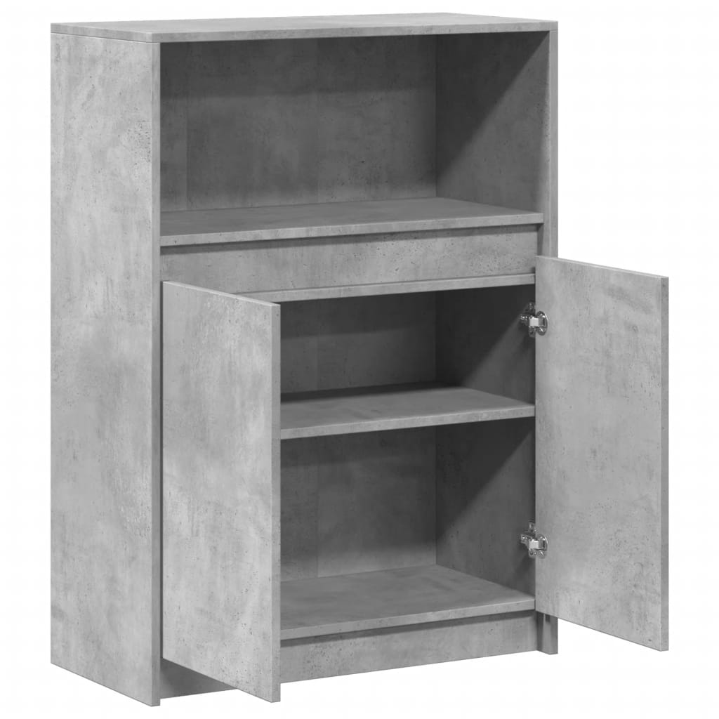 Buffet avec LED gris béton 72x34x100 cm bois d'ingénierie - XIOS