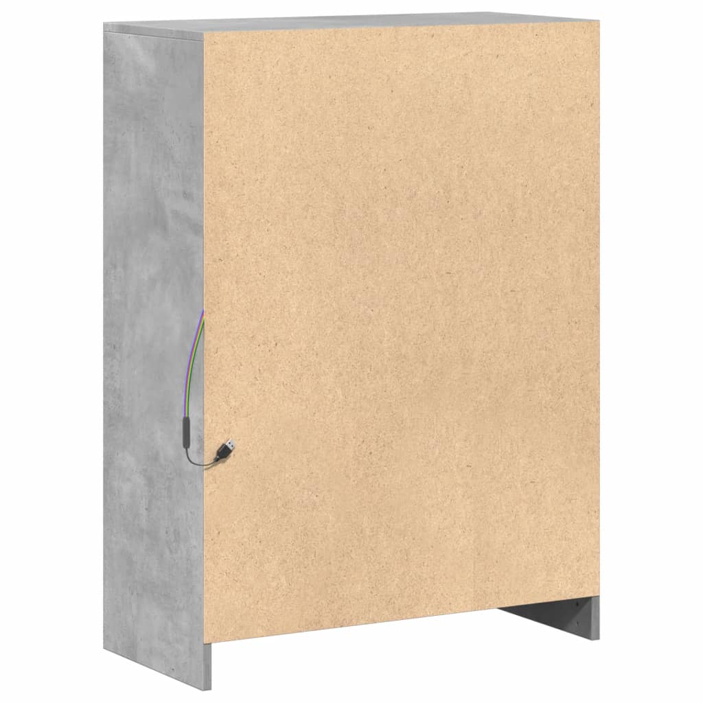 Buffet avec LED gris béton 72x34x100 cm bois d'ingénierie - XIOS