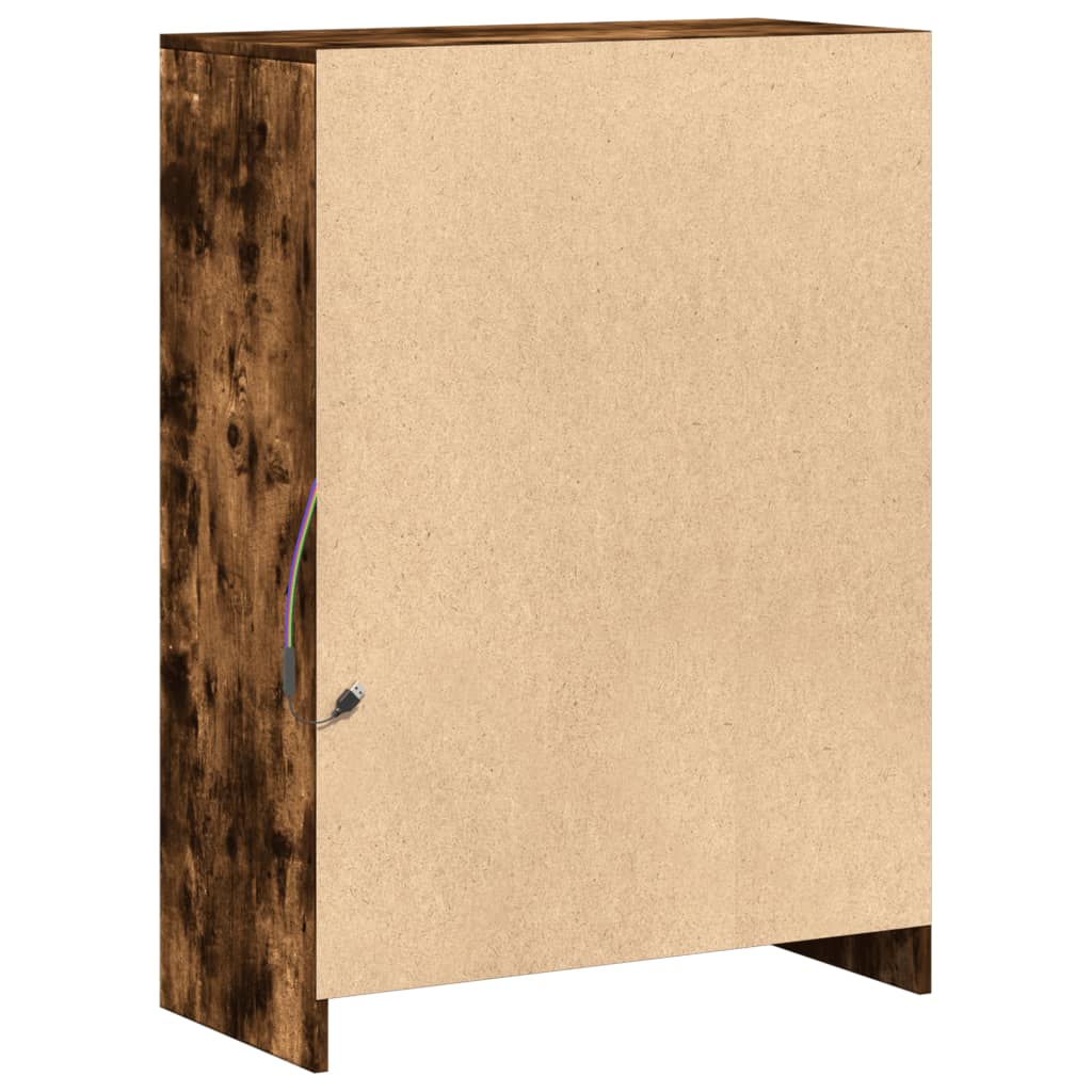 Buffet avec LED chêne fumé 72x34x100 cm bois d'ingénierie - XIOS