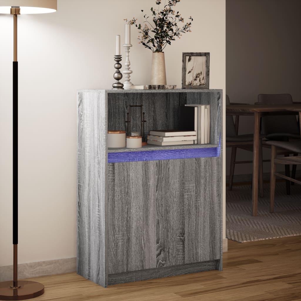 Buffet avec LED sonoma gris 72x34x100 cm bois d'ingénierie - XIOS