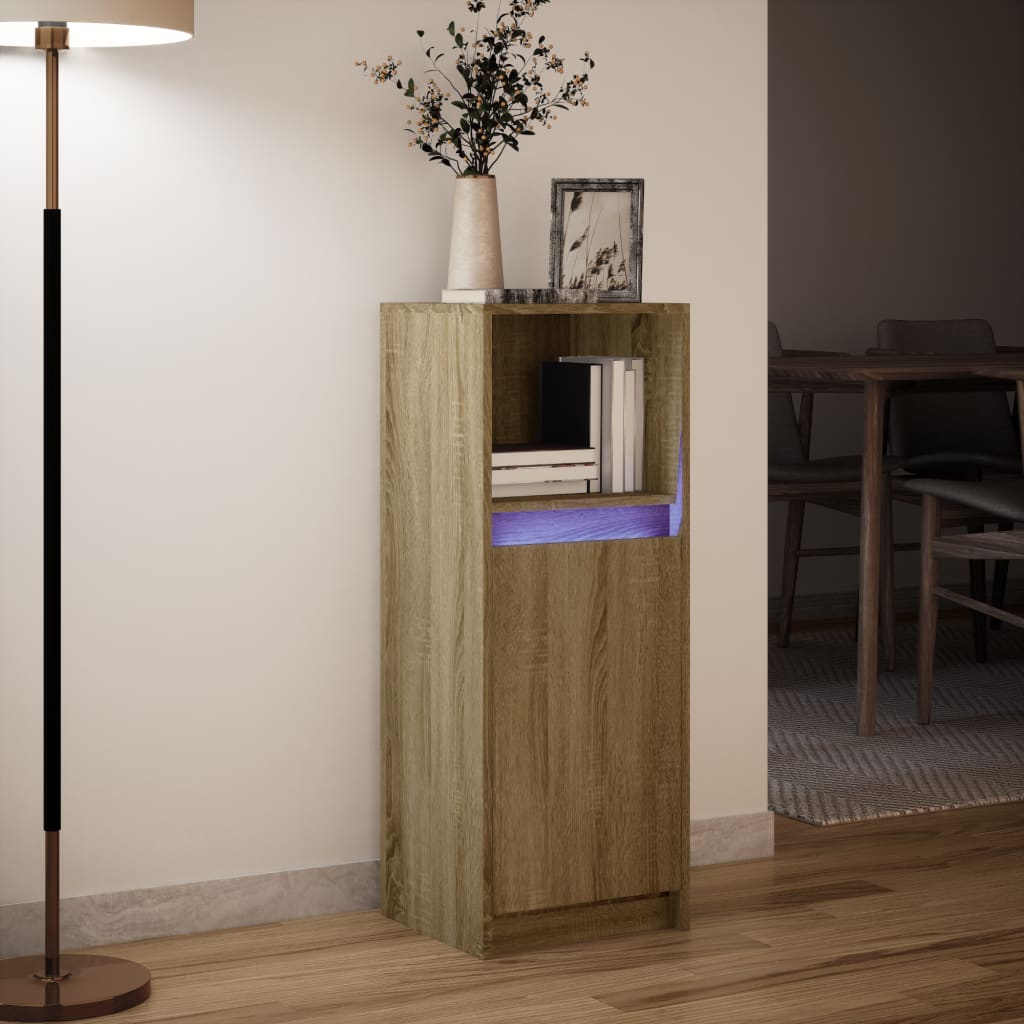 Buffet avec LED chêne sonoma 38x34x100 cm bois d'ingénierie - XIOS