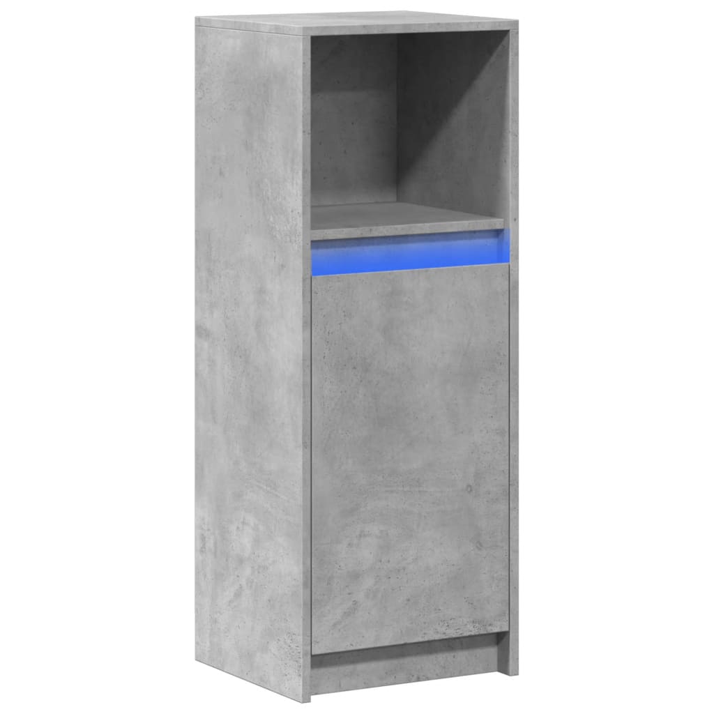 Buffet avec LED gris béton 38x34x100 cm bois d'ingénierie - XIOS
