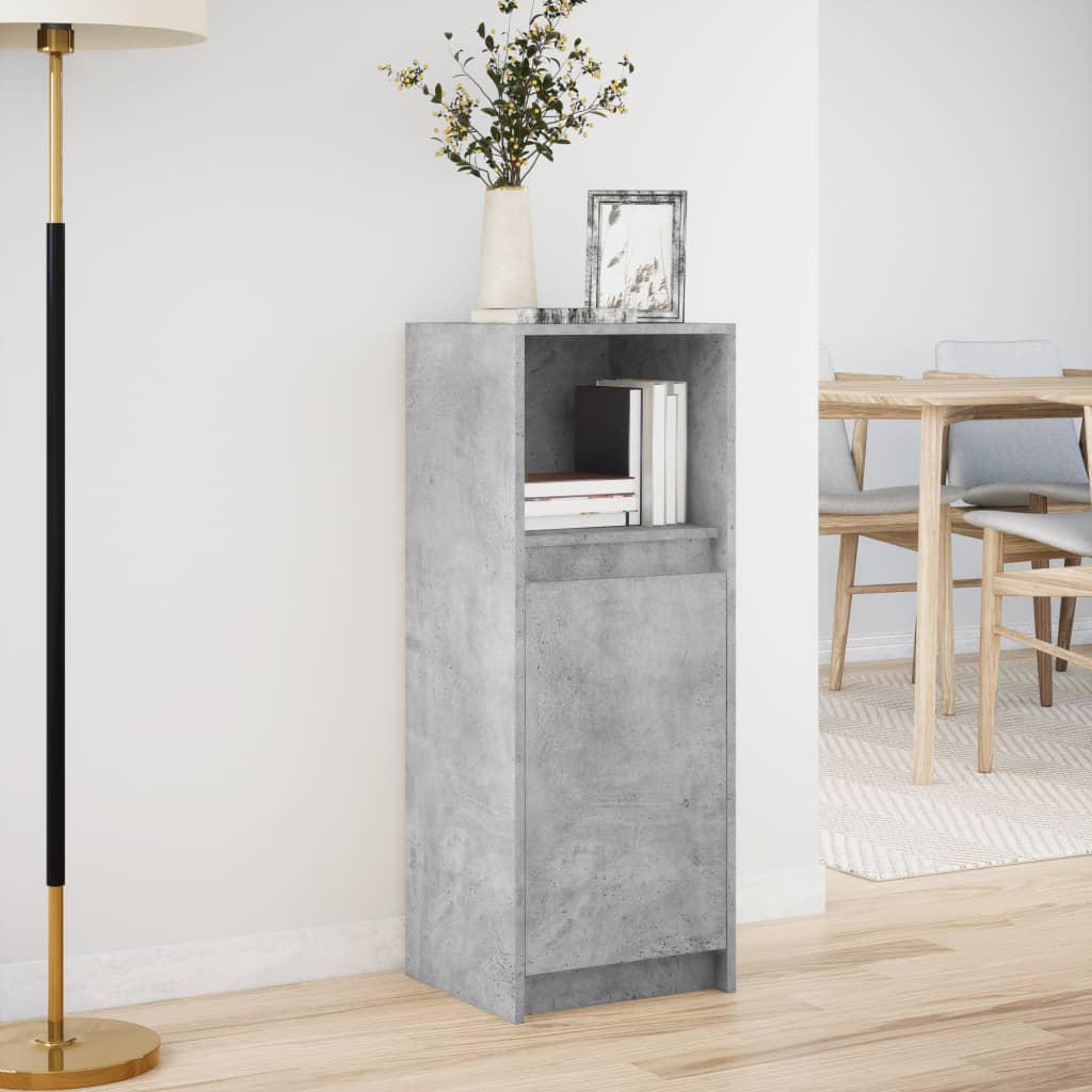 Buffet avec LED gris béton 38x34x100 cm bois d'ingénierie - XIOS