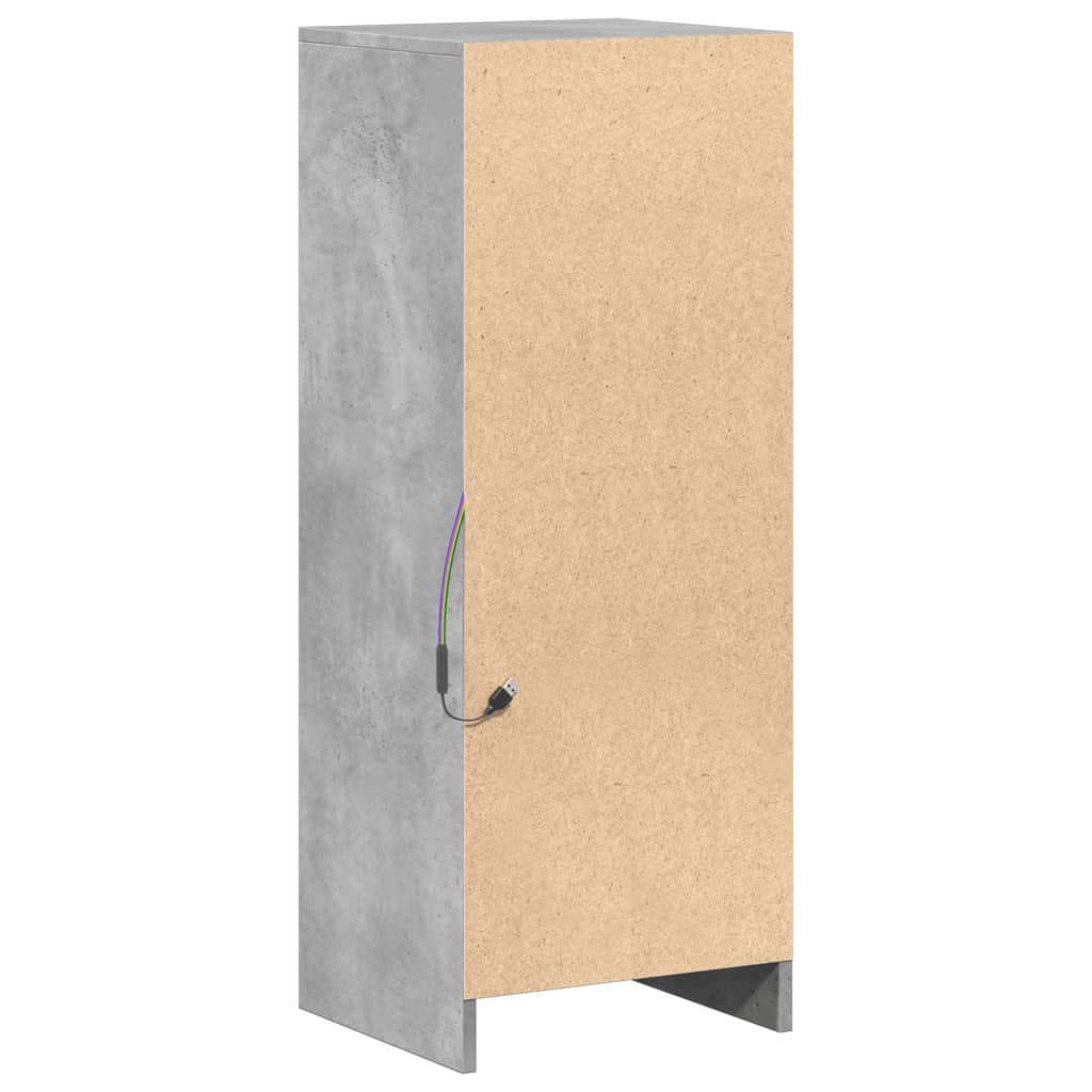 Buffet avec LED gris béton 38x34x100 cm bois d'ingénierie - XIOS