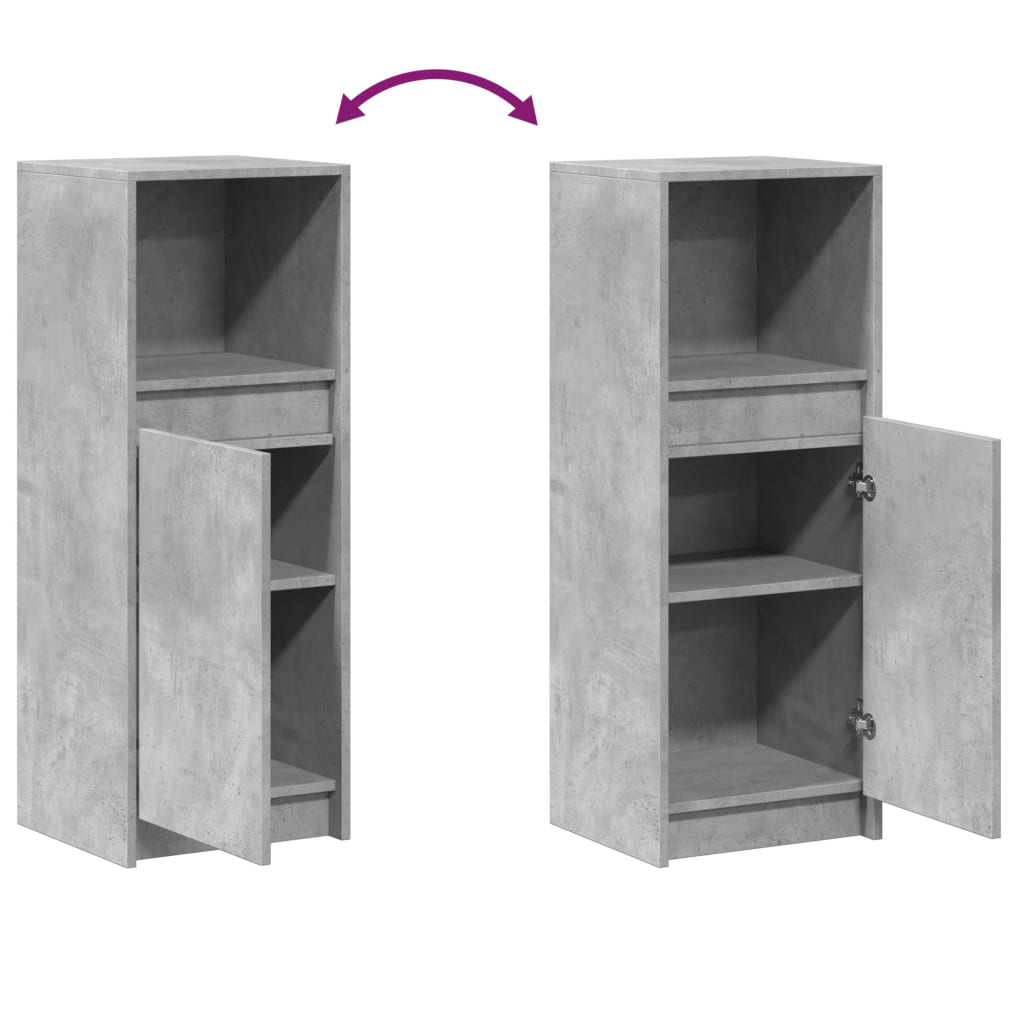 Buffet avec LED gris béton 38x34x100 cm bois d'ingénierie - XIOS