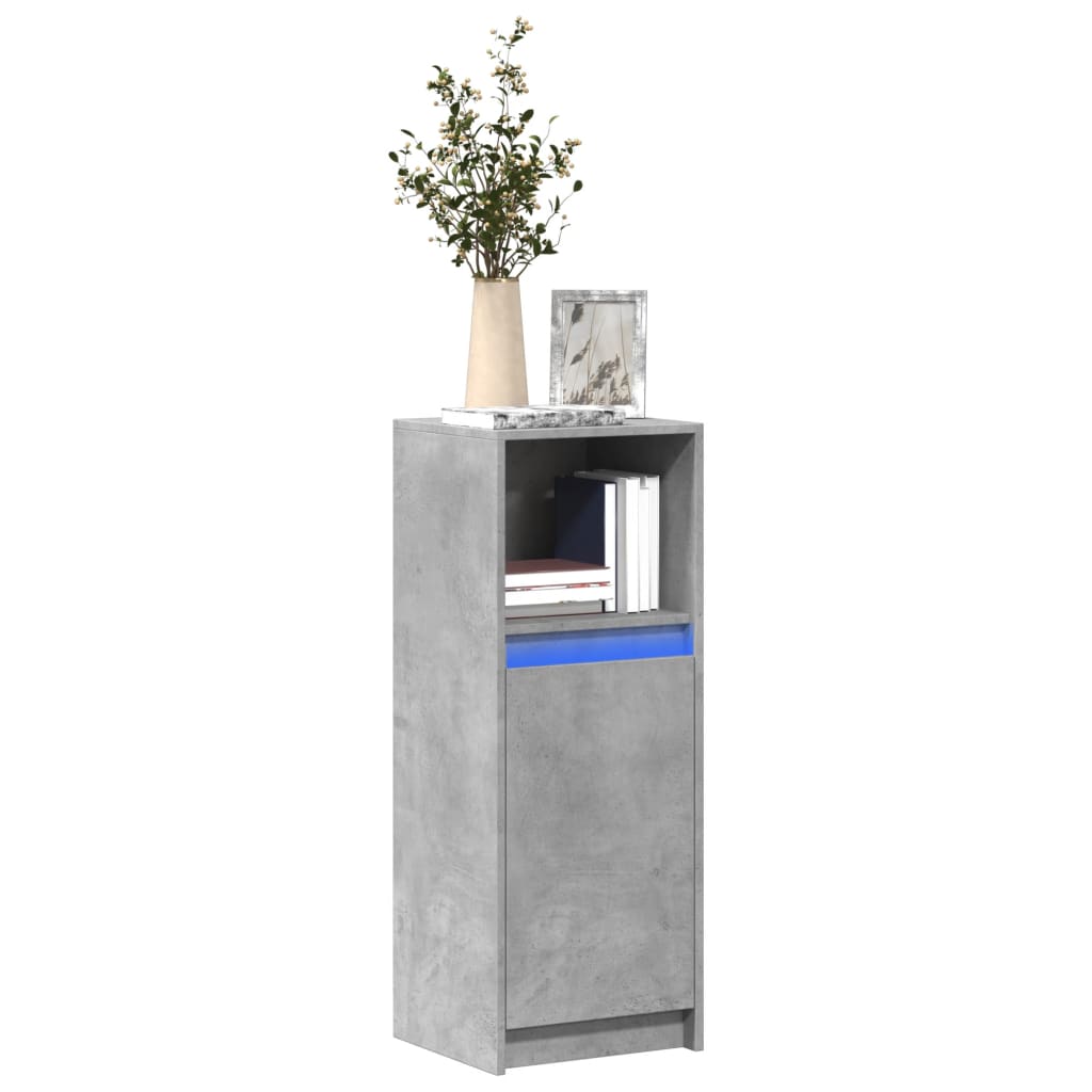 Buffet avec LED gris béton 38x34x100 cm bois d'ingénierie - XIOS